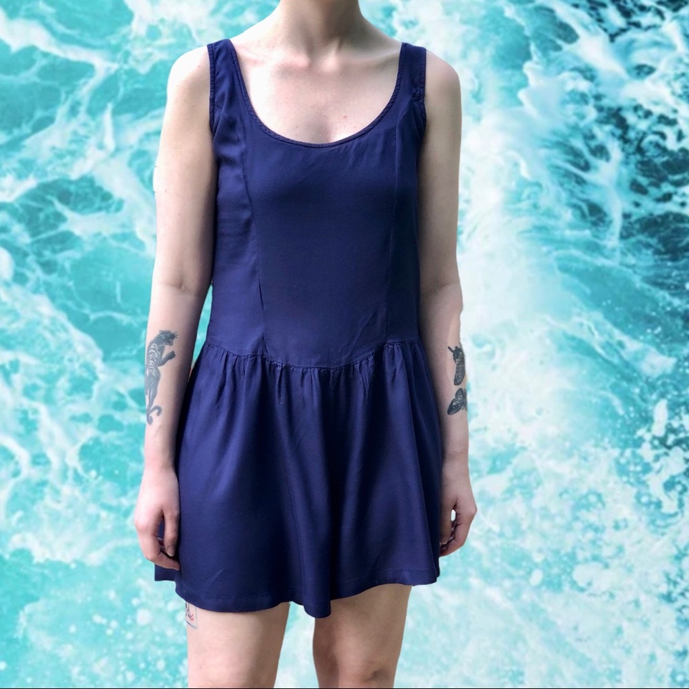 Flowy Navy Blue dELiA*s Romper with Back-Tie, Size S